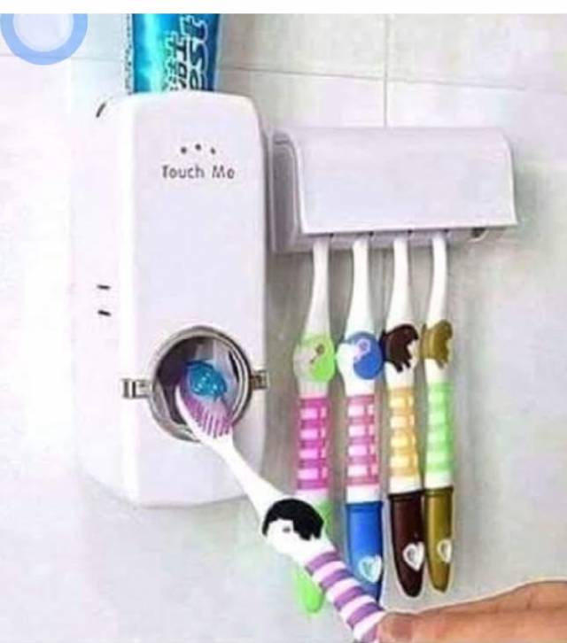 Toothpaste Dispenser And Toothbrush Holder