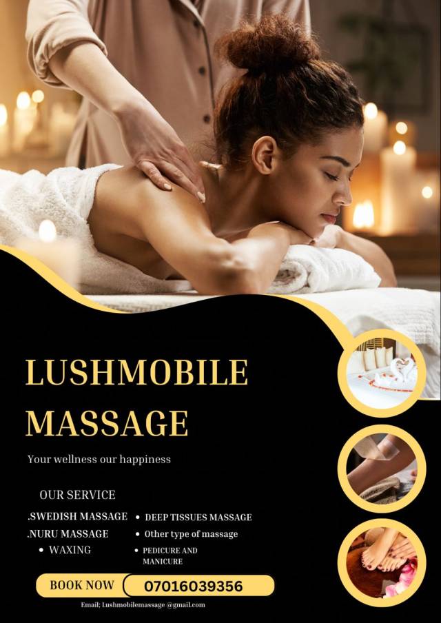 RELAX AND GLOW WITH LUSHMOBILE MASSAGE - CALL 07016039356