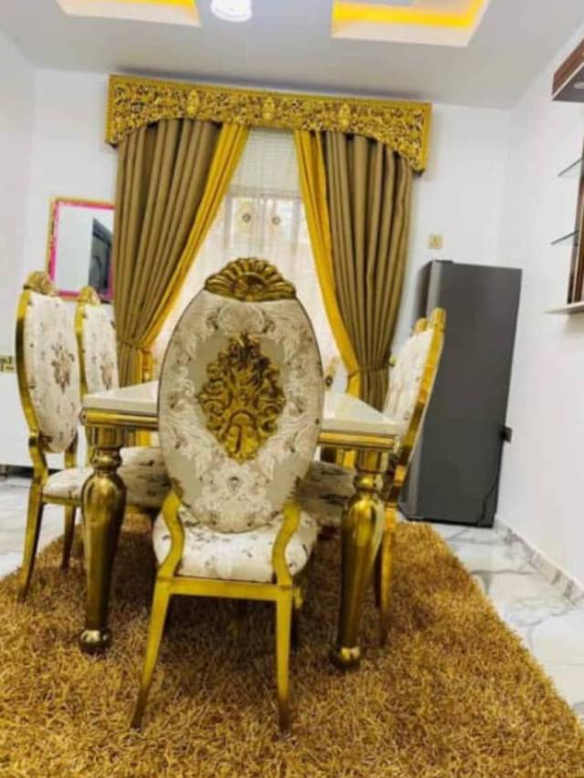 Marble Dining Table With 6 Solid Chairs - Call 08144280912