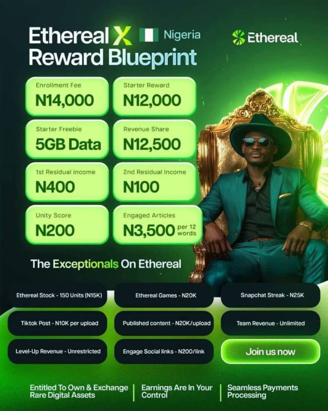 Turn Engagement Into Earnings On Ethereal - Call 09077445931
