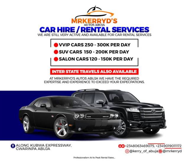 Luxury Car Hire In Abuja - Call 08063469075