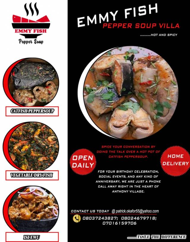 We Make Catfish Peppersoup, Vegetable Dry Fish And Isi-Ewu