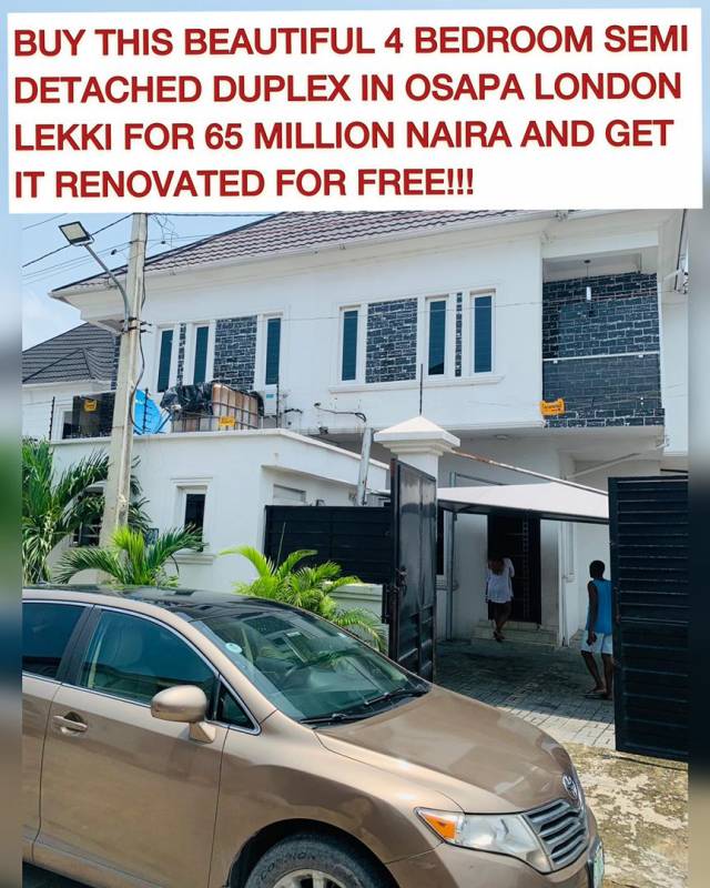 4 BDR SEMI DETACHED Duplex IN OSAPA LONDON - Call 08090569716