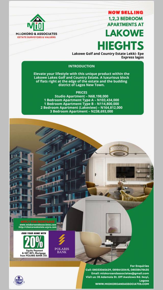 Bedroom Apartments For Sale At Lakowe Heights - Call 08184120415