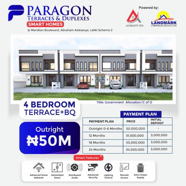 Apartments For Sale At Paragon Terraces And Duplexes - Call 07037996437