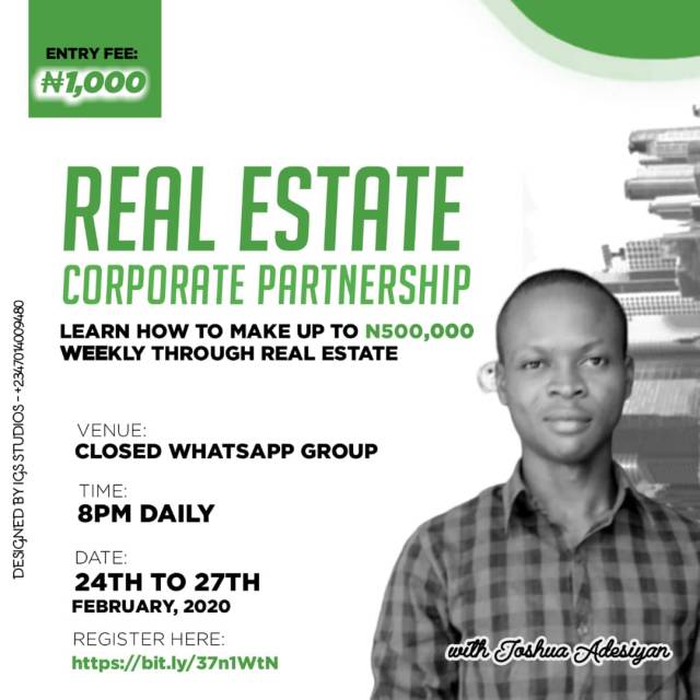 Learn How To Make Money Through Real Estate Business - CALL 08101566164