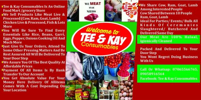 Fresh Food Items At Tee And Kay Consumables - Call 07065566765