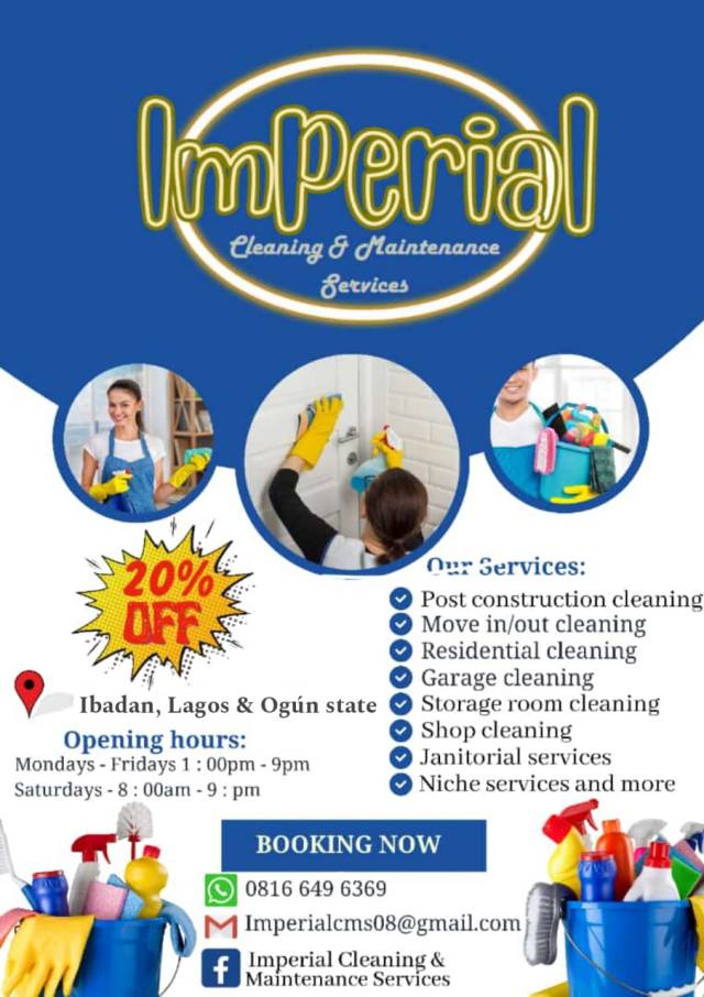 Various Cleaning And Maintenance Services - Call 08166496369