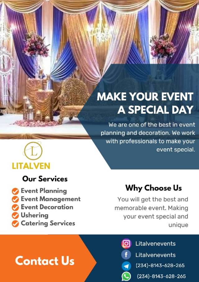 We Handle All Kinds Of Events Planning At Litalven - Call 08143628265