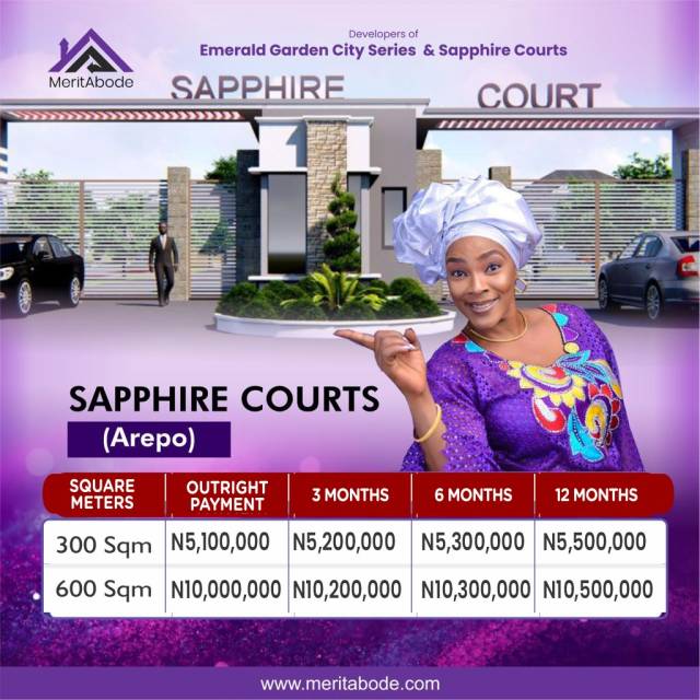 Land For Sale At Sapphire Courts Arepo - Call 07067754408