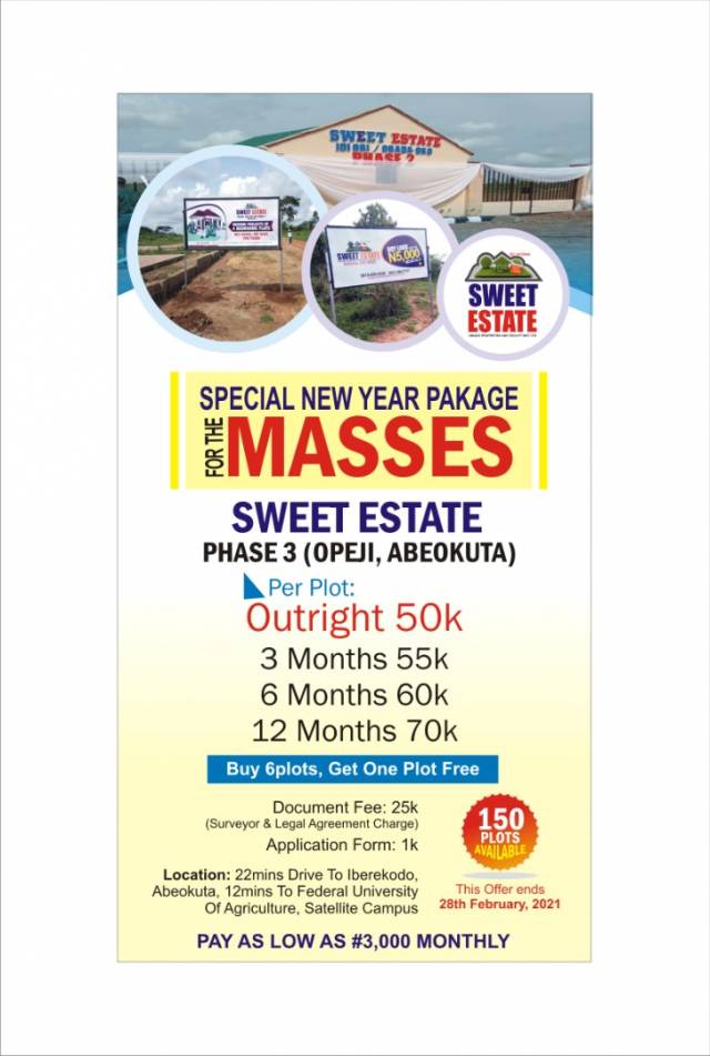 Own A Plot Of Land At Sweet Esate, Abeokuta - CALL 07030407056