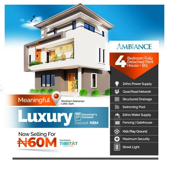 4 Bdr Fully Detached Penthouse For Sale At Abraham Adesanya - Call 09099975849