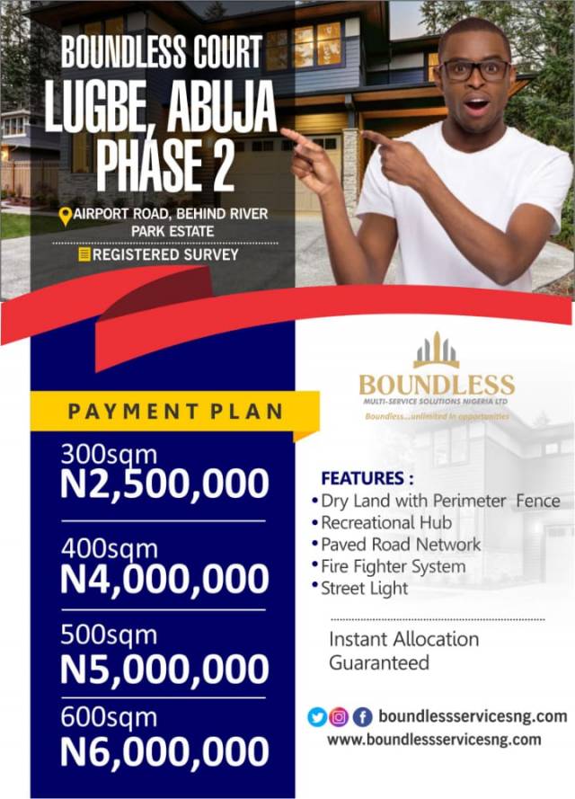 We Are Selling Plots Of Land At Boundless Court Lugbe, Abuja