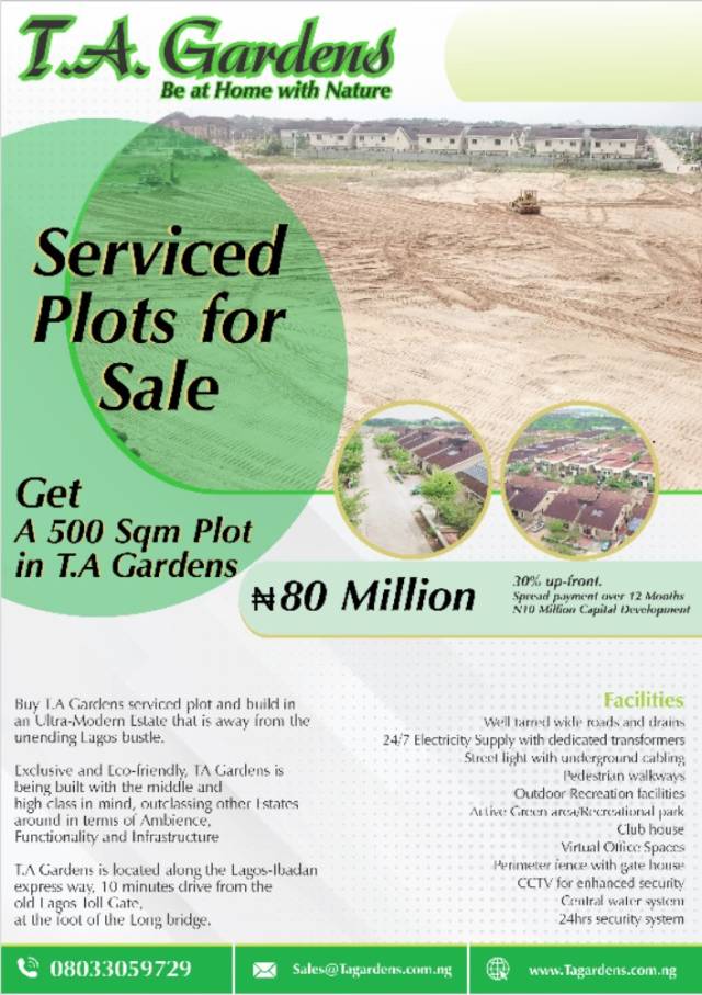 Land In T A Gardens Lagos Ibadan Expressway - Call 08033059729