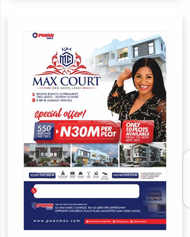 Land At MAX COURT Lekki - 08166545617