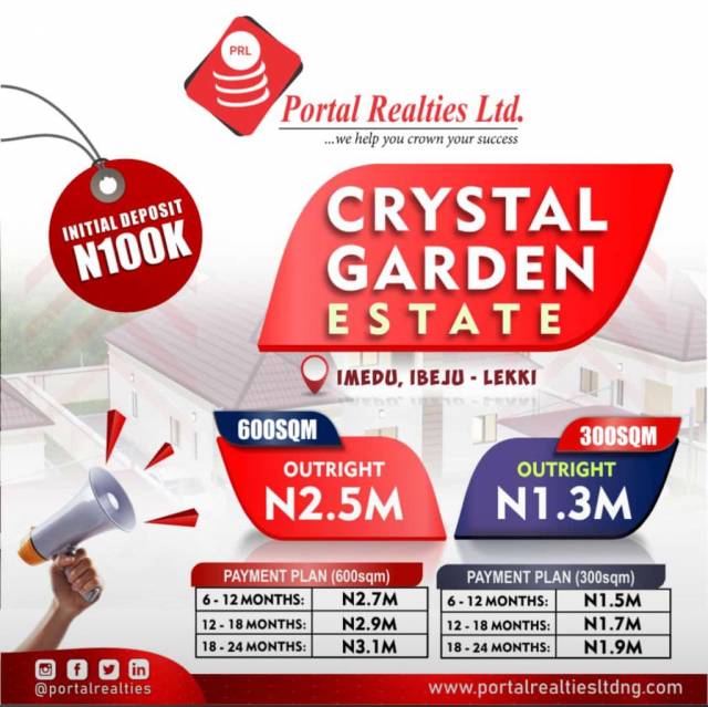 Lands For Sale At Crystal Garden Estate Ibeju-Lekki - Call 07038053558