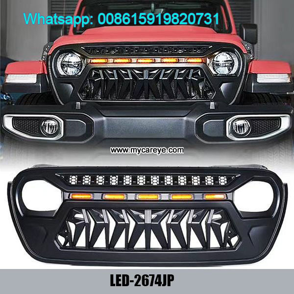 Jeep Wrangler JK JL Front Grill Bumper Upper Grill LED Light
