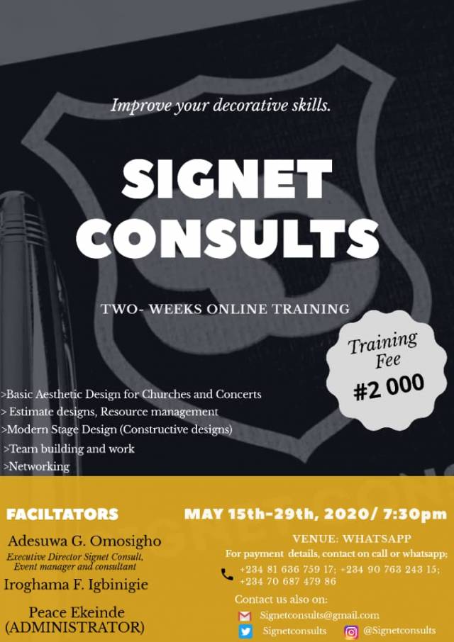 2 Weeks Online Training To Improve Your Decorative Skills - CALL 08163675917