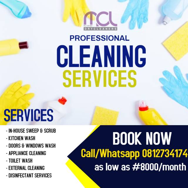 House Cleaning Services At MCL Drycleaners - CALL 08127341743