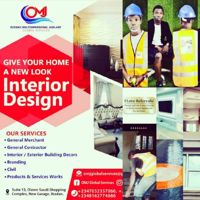 We Offer Interior Design Services At OMJ Global Services - CALL 07032357066