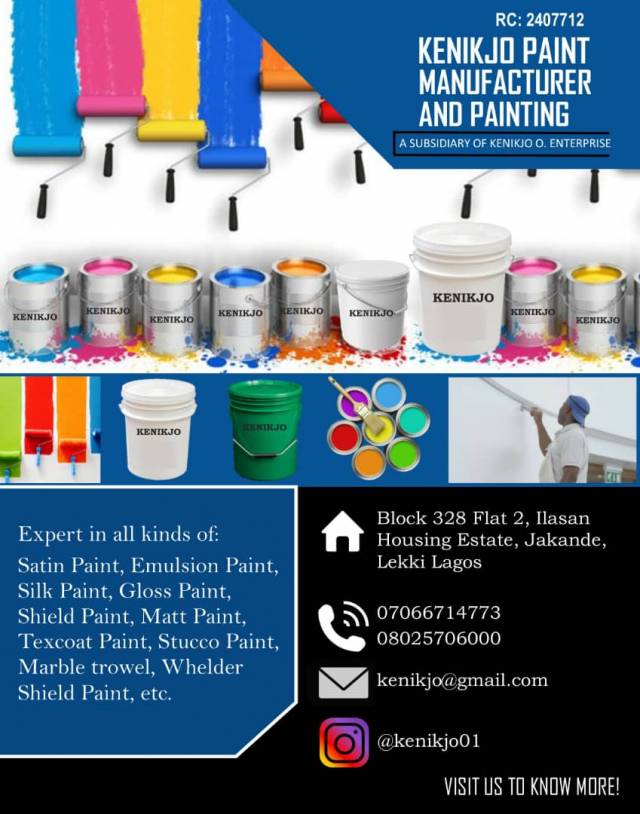 We Sell All Kinds Of Paint At Kenikjo Paint Manufacturer And Painting