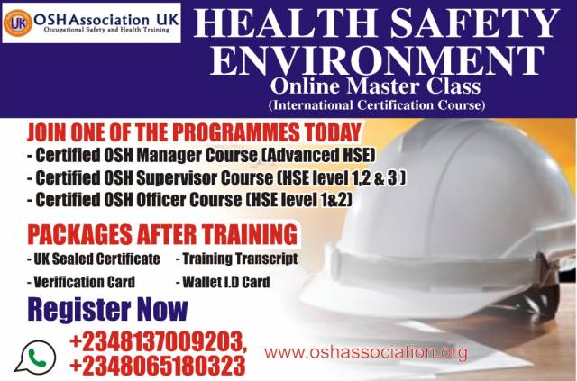 Join Our Training Today On HEALTH SAFETY ENVIRONMENT - CALL 08065180323
