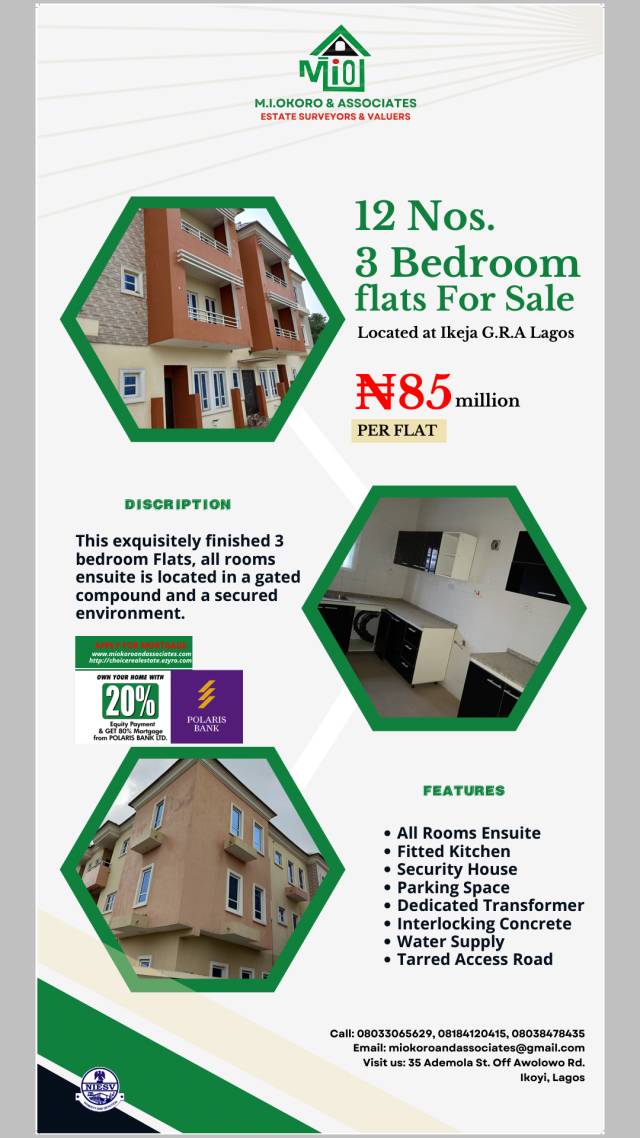 12 Nos Of 3 Bedroom Flats For Sale At Ikeja - Call 08033065629
