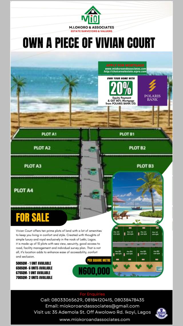 We Are Selling Plots Of Land At Vivian Court Lekki - Call 08184120415